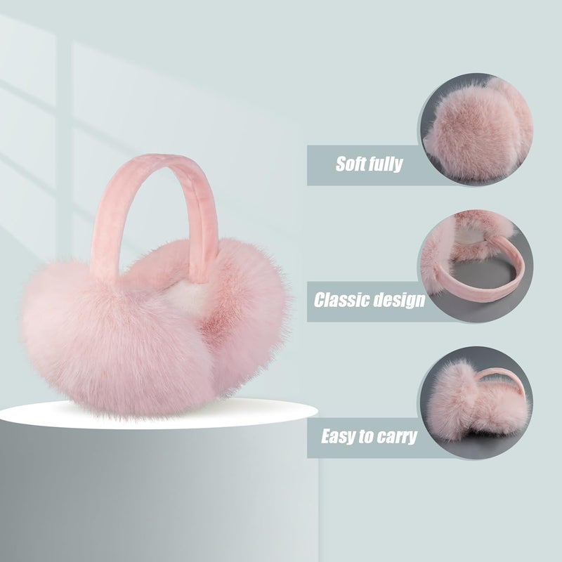FSTEOE Women Winter Ear Muffs Foldable Girl Ear Warmer Fashion Furry Earmuff Soft Ear Cover Cold Weather - Image 2